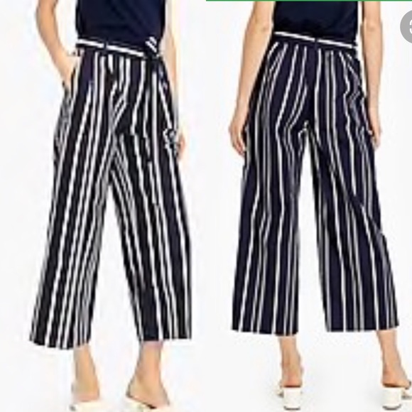 J. Crew Pants - J. Crew Wide Leg Cropped Pant in Stripe 0 Tall